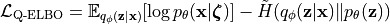 \mathcal{L}_{\text{Q-ELBO}} = \mathbb{E}_{q_\phi(\mathbf{z}|\mathbf{x})} [\log p_\theta(\mathbf{x} | \boldsymbol{\zeta})] - \tilde{H}(q_\phi(\mathbf{z}|\mathbf{x}) \| p_\theta(\mathbf{z}))
